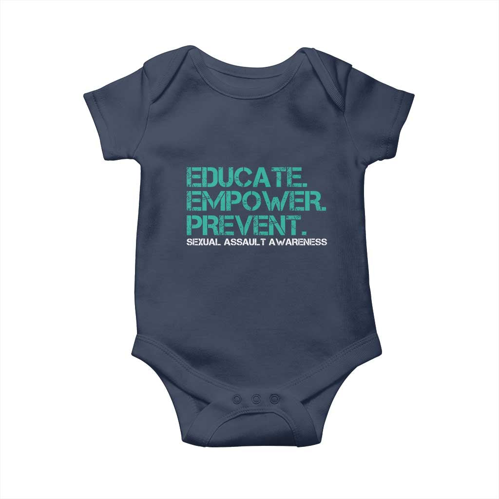 Sexual Assault Awareness Baby Onesie Educate Empower Prevent TS14 Navy Print Your Wear