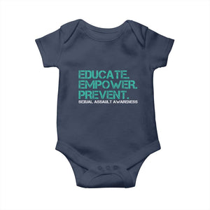 Sexual Assault Awareness Baby Onesie Educate Empower Prevent TS14 Navy Print Your Wear
