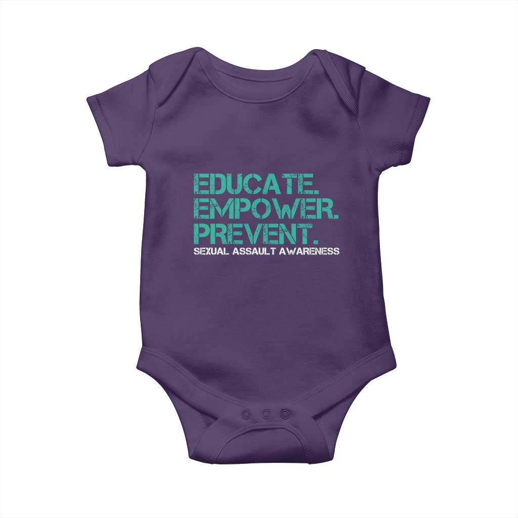 Sexual Assault Awareness Baby Onesie Educate Empower Prevent TS14 Purple Print Your Wear