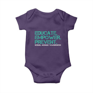 Sexual Assault Awareness Baby Onesie Educate Empower Prevent TS14 Purple Print Your Wear