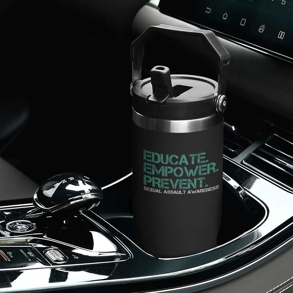 Sexual Assault Awareness Flip Straw Tumbler Educate Empower Prevent TS14 Print Your Wear