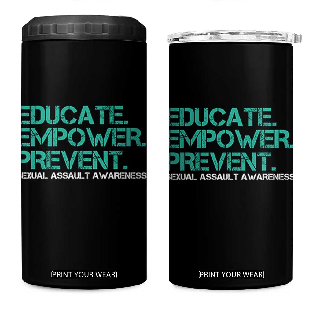 Sexual Assault Awareness 4 in 1 Can Cooler Tumbler Educate Empower Prevent TS14 One Size: 16 oz Black Print Your Wear