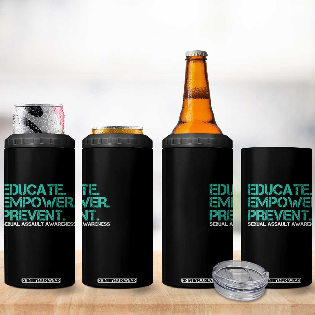 Sexual Assault Awareness 4 in 1 Can Cooler Tumbler Educate Empower Prevent TS14 Print Your Wear
