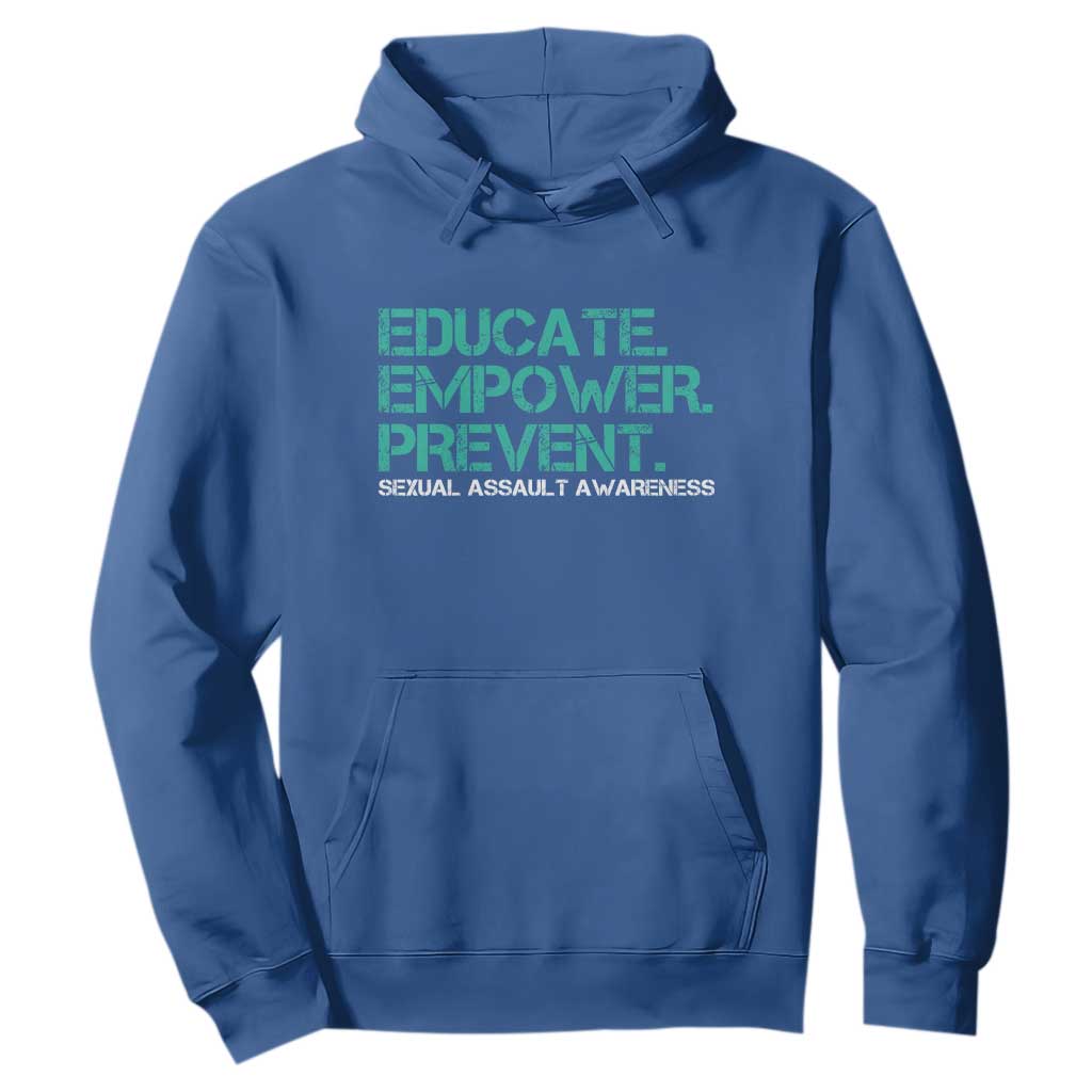 Sexual Assault Awareness Hoodie Educate Empower Prevent TS14 Royal Blue Print Your Wear