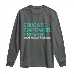 Sexual Assault Awareness Long Sleeve Shirt Educate Empower Prevent TS14 Dark Heather Print Your Wear
