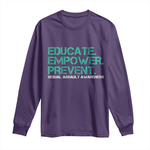 Sexual Assault Awareness Long Sleeve Shirt Educate Empower Prevent TS14 Purple Print Your Wear
