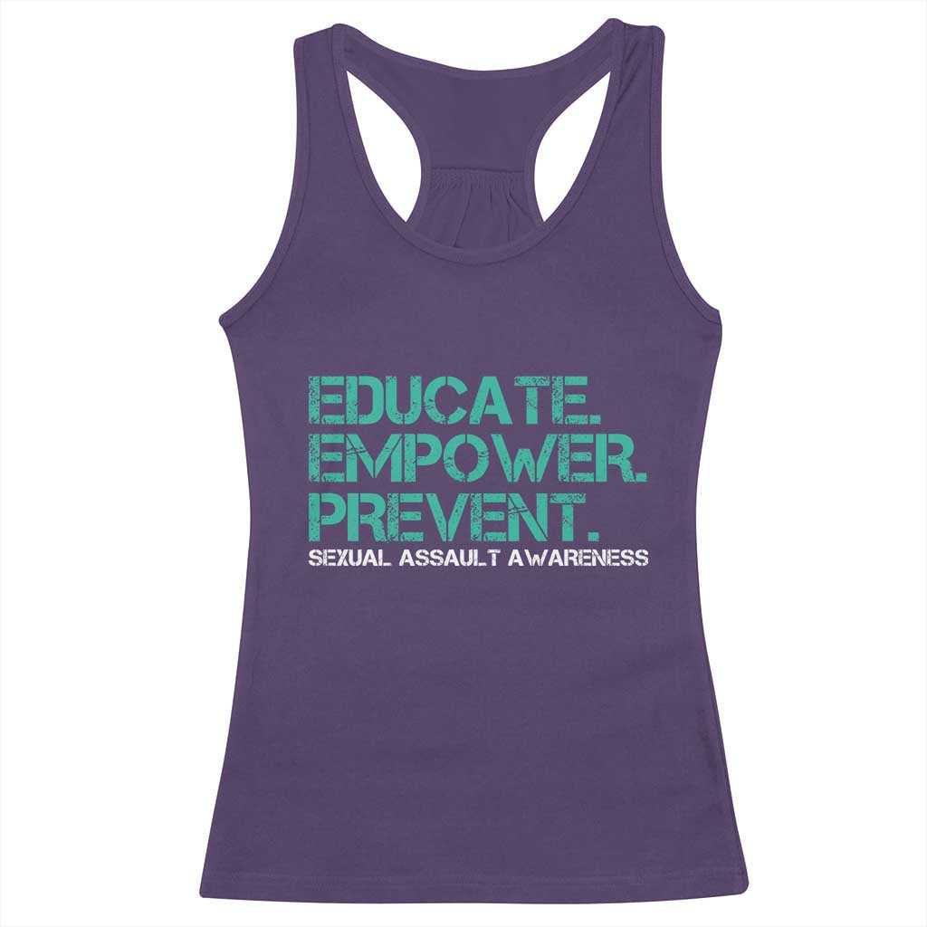 Sexual Assault Awareness Racerback Tank Top Educate Empower Prevent TS14 Purple Print Your Wear