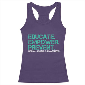 Sexual Assault Awareness Racerback Tank Top Educate Empower Prevent TS14 Purple Print Your Wear