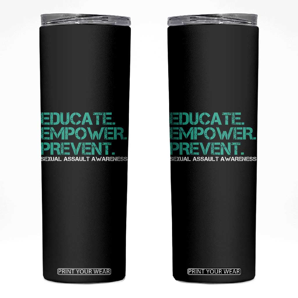 Sexual Assault Awareness Skinny Tumbler Educate Empower Prevent TS14 Black Print Your Wear