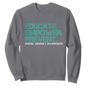 Sexual Assault Awareness Sweatshirt Educate Empower Prevent TS14 Charcoal Print Your Wear