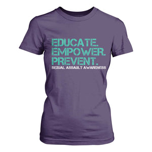 Sexual Assault Awareness T Shirt For Women Educate Empower Prevent TS14 Purple Print Your Wear