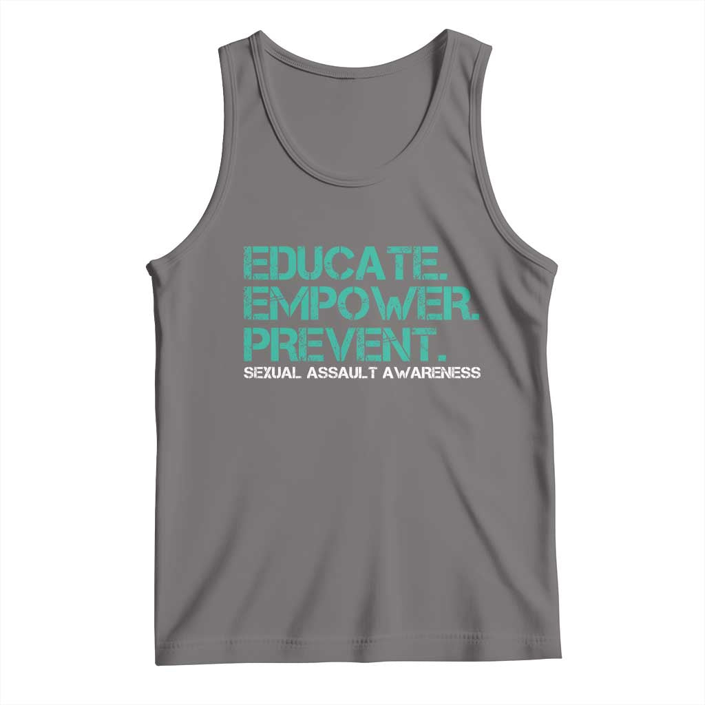 Sexual Assault Awareness Tank Top Educate Empower Prevent TS14 Deep Heather Print Your Wear