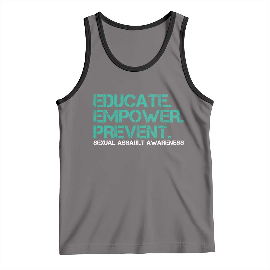 Sexual Assault Awareness Tank Top Educate Empower Prevent TS14 Deep Heather Black Print Your Wear