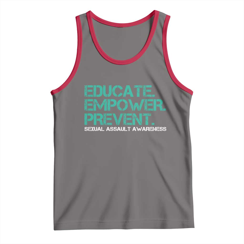 Sexual Assault Awareness Tank Top Educate Empower Prevent TS14 Deep Heather Red Print Your Wear