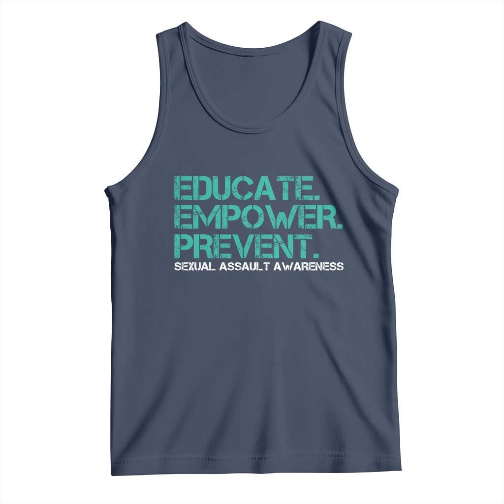 Sexual Assault Awareness Tank Top Educate Empower Prevent TS14 Navy Print Your Wear