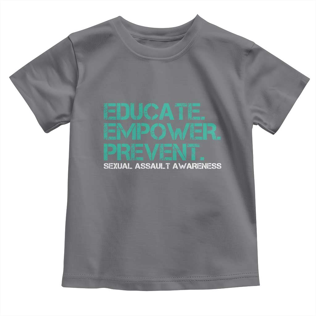 Sexual Assault Awareness Toddler T Shirt Educate Empower Prevent TS14 Charcoal Print Your Wear