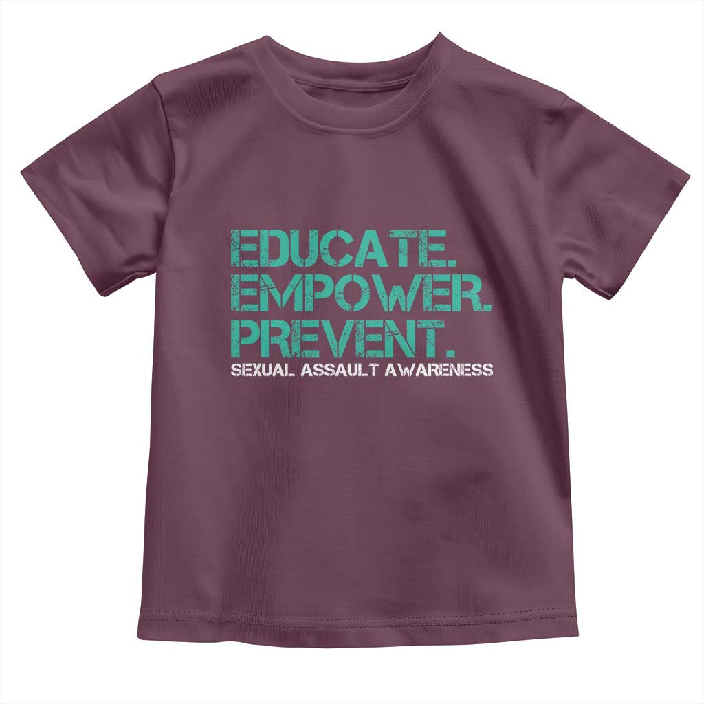 Sexual Assault Awareness Toddler T Shirt Educate Empower Prevent TS14 Maroon Print Your Wear
