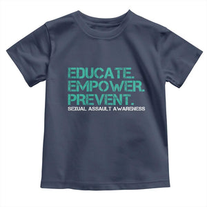 Sexual Assault Awareness Toddler T Shirt Educate Empower Prevent TS14 Navy Print Your Wear