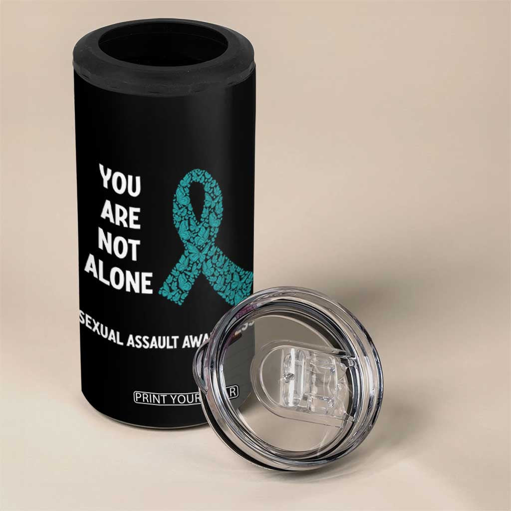 Sexual Assault Awareness 4 in 1 Can Cooler Tumbler You Are Not Alone TS14 Print Your Wear