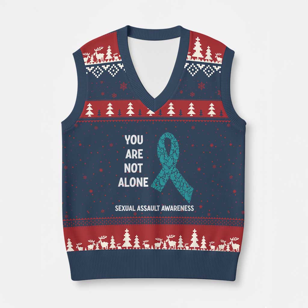 Sexual Assault Awareness V-Neck Knit Sweater Vest You Are Not Alone TS14 Navy Red Print Your Wear