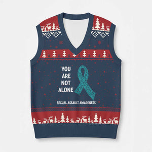 Sexual Assault Awareness V-Neck Knit Sweater Vest You Are Not Alone TS14 Navy Red Print Your Wear