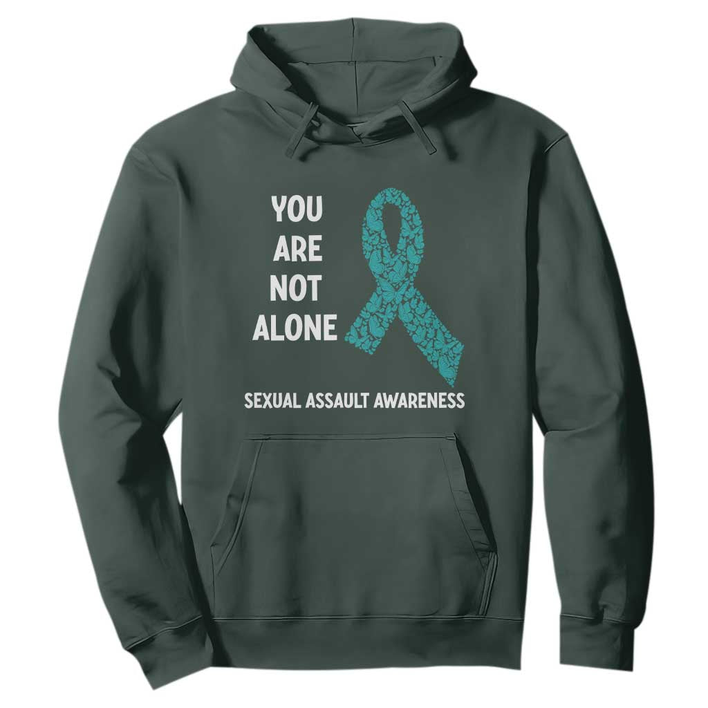 Sexual Assault Awareness Hoodie You Are Not Alone TS14 Dark Forest Green Print Your Wear