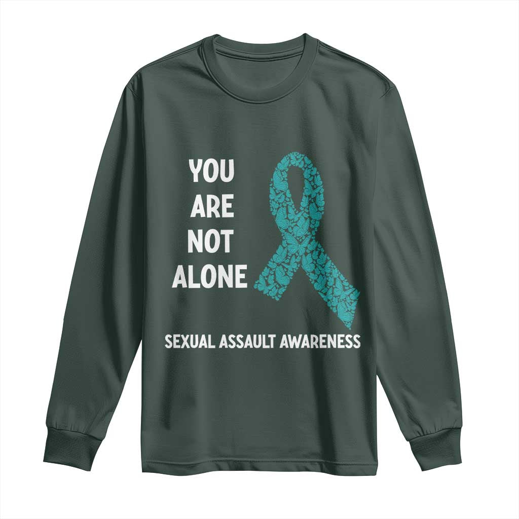 Sexual Assault Awareness Long Sleeve Shirt You Are Not Alone TS14 Dark Forest Green Print Your Wear