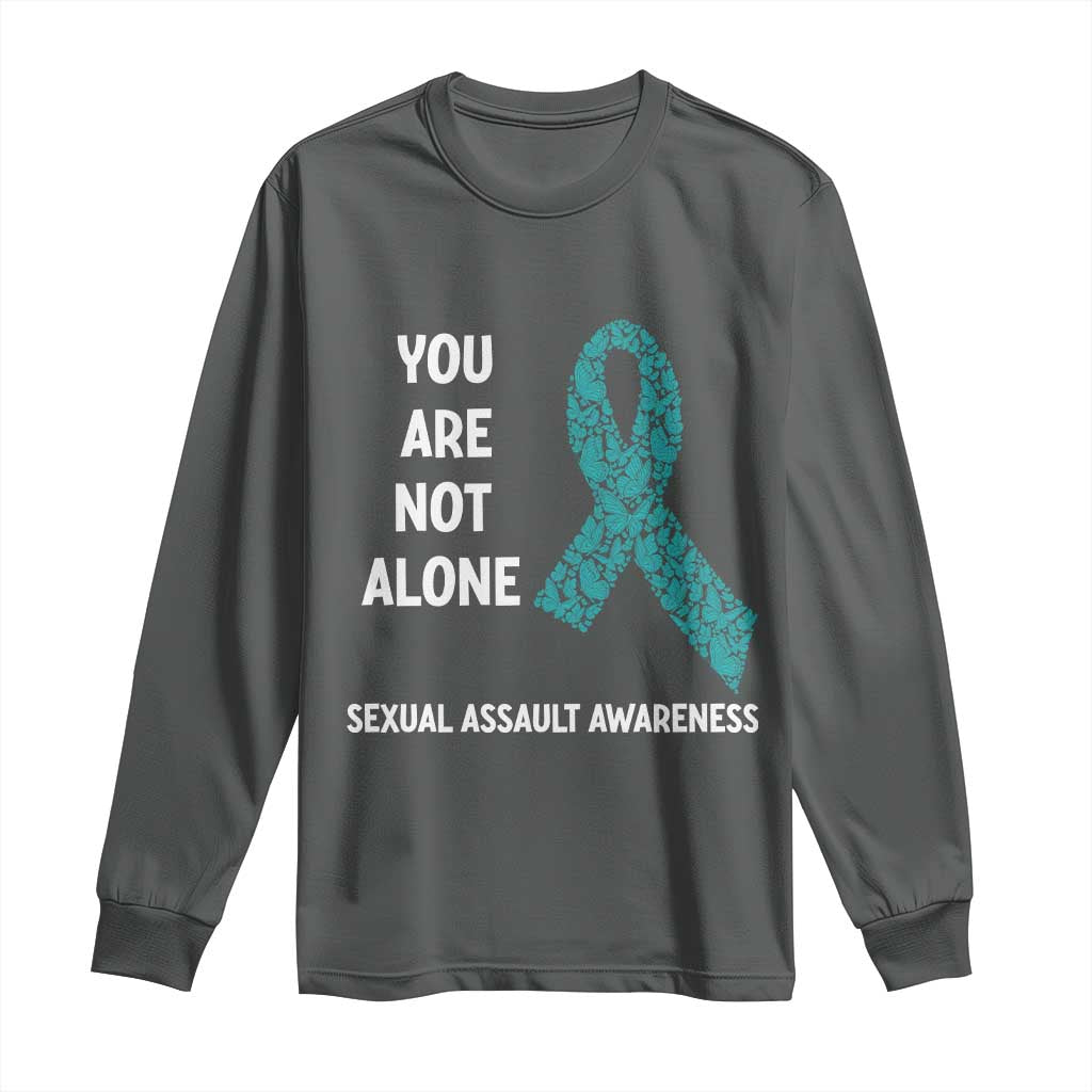 Sexual Assault Awareness Long Sleeve Shirt You Are Not Alone TS14 Dark Heather Print Your Wear