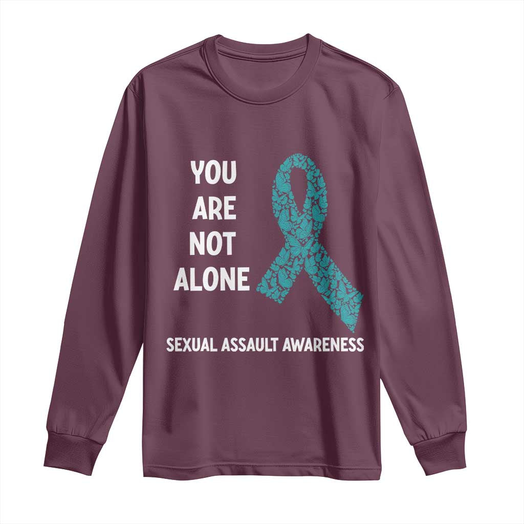 Sexual Assault Awareness Long Sleeve Shirt You Are Not Alone TS14 Maroon Print Your Wear