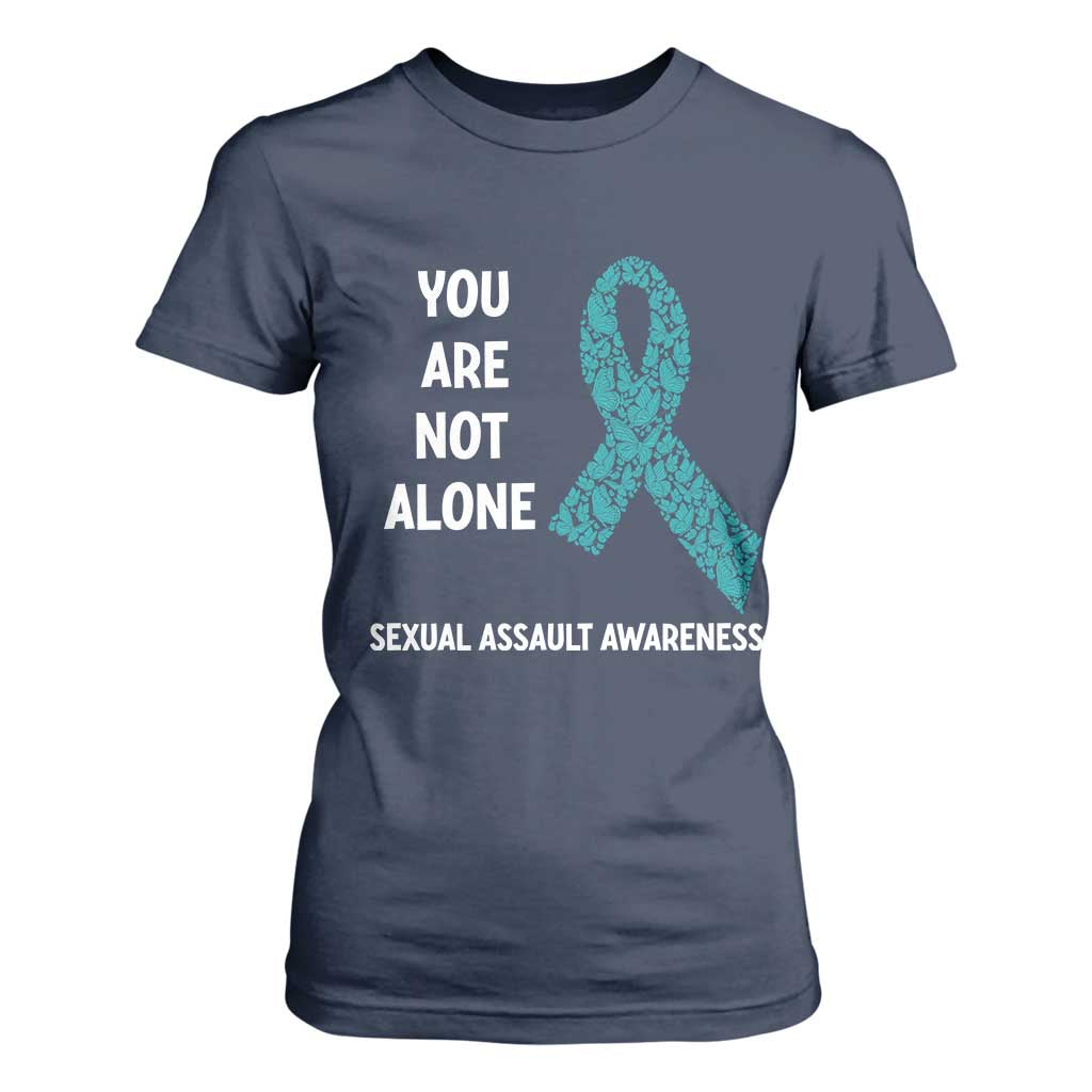 Sexual Assault Awareness T Shirt For Women You Are Not Alone TS14 Navy Print Your Wear