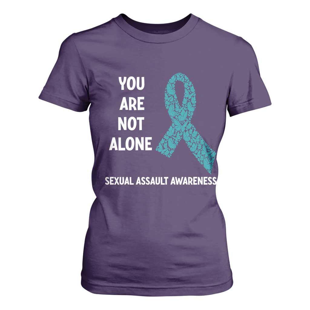 Sexual Assault Awareness T Shirt For Women You Are Not Alone TS14 Purple Print Your Wear