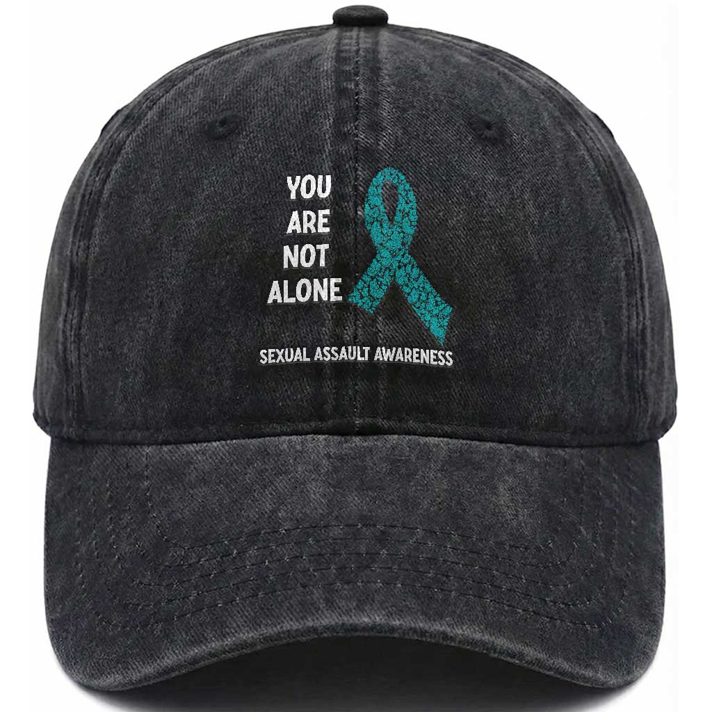 Sexual Assault Awareness Washed Cotton Baseball Cap You Are Not Alone TS14 Washed Cap Universal Fit Black Print Your Wear