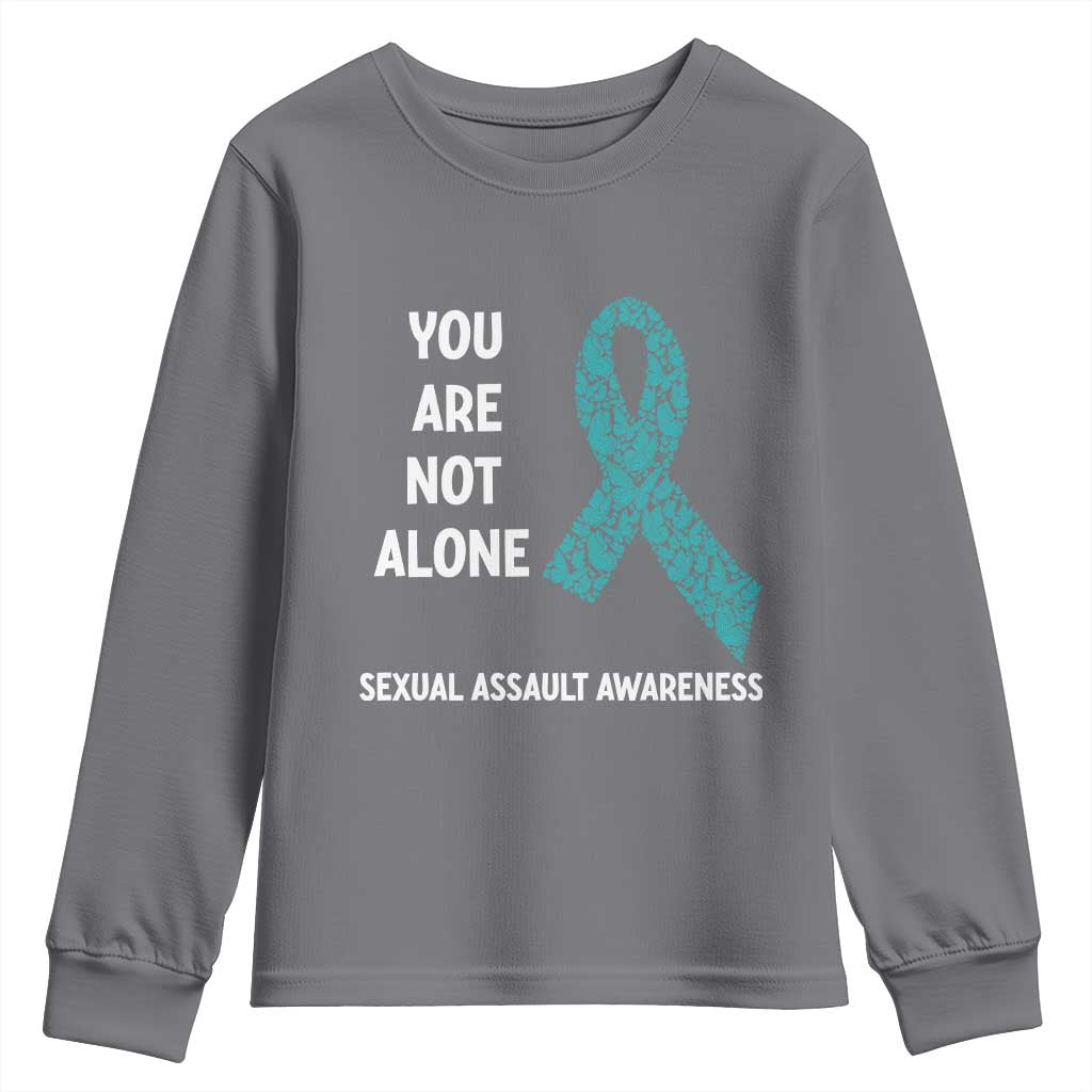 Sexual Assault Awareness Youth Sweatshirt You Are Not Alone TS14 Charcoal Print Your Wear