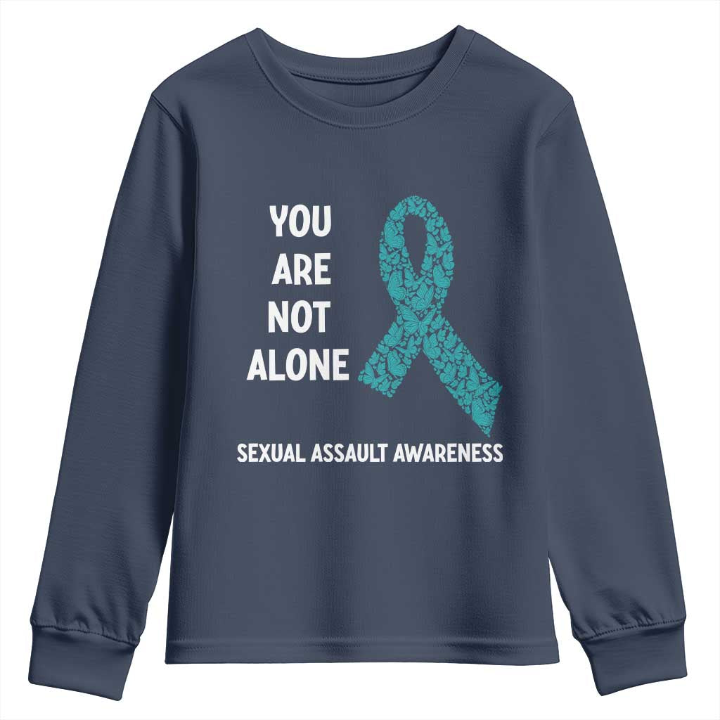 Sexual Assault Awareness Youth Sweatshirt You Are Not Alone TS14 Navy Print Your Wear
