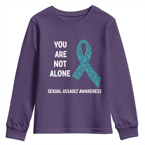 Sexual Assault Awareness Youth Sweatshirt You Are Not Alone TS14 Purple Print Your Wear