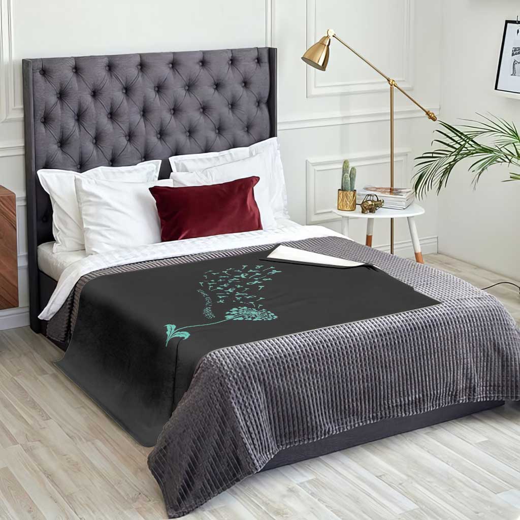 Sexual Assault Awareness Throw Blanket Teal Dandelion Ribbons TS14 Print Your Wear