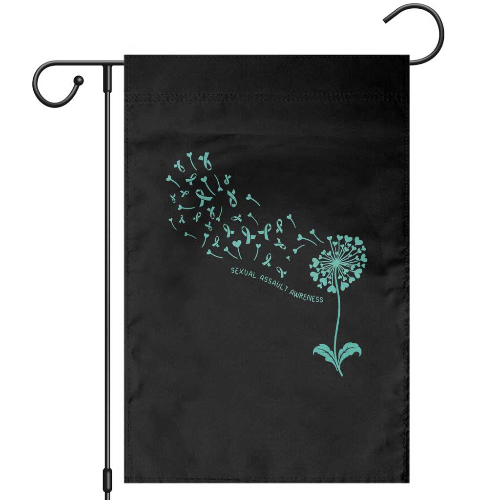 Sexual Assault Awareness Garden Flag Teal Dandelion Ribbons TS14 Black Print Your Wear