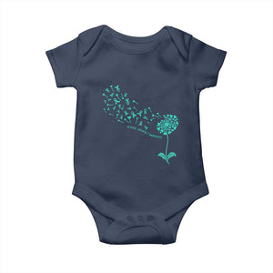 Sexual Assault Awareness Baby Onesie Teal Dandelion Ribbons TS14 Navy Print Your Wear