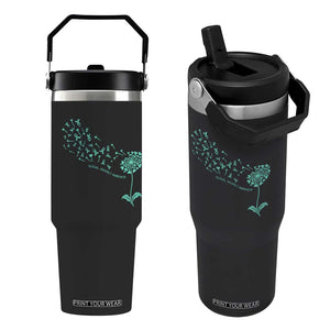 Sexual Assault Awareness Flip Straw Tumbler Teal Dandelion Ribbons TS14 One Size: 30 oz Black Print Your Wear