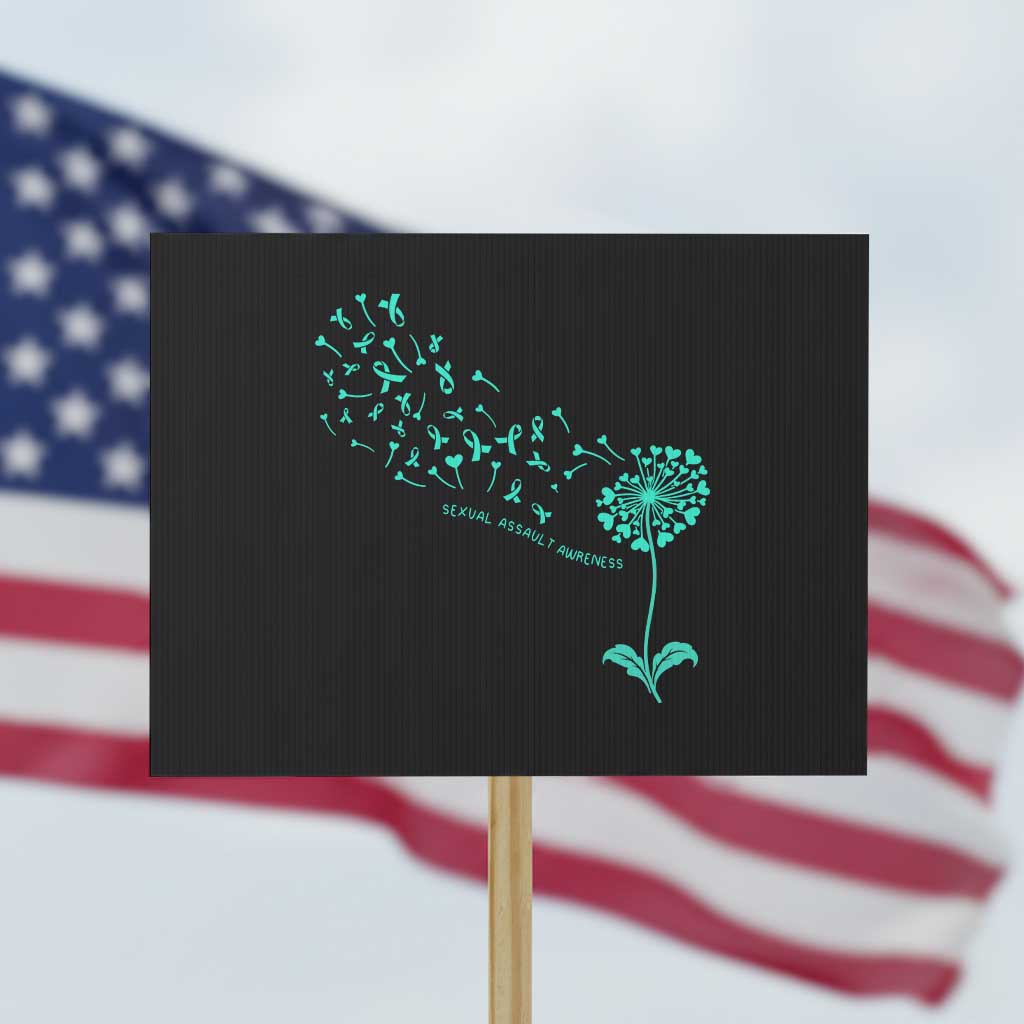 Sexual Assault Awareness Protest Sign Teal Dandelion Ribbons TS14 Horizontal 18