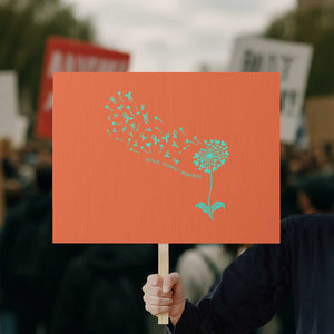 Sexual Assault Awareness Protest Sign Teal Dandelion Ribbons TS14 Horizontal 18" × 24" Orange Print Your Wear