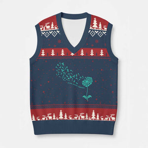 Sexual Assault Awareness V-Neck Knit Sweater Vest Teal Dandelion Ribbons TS14 Navy Red Print Your Wear