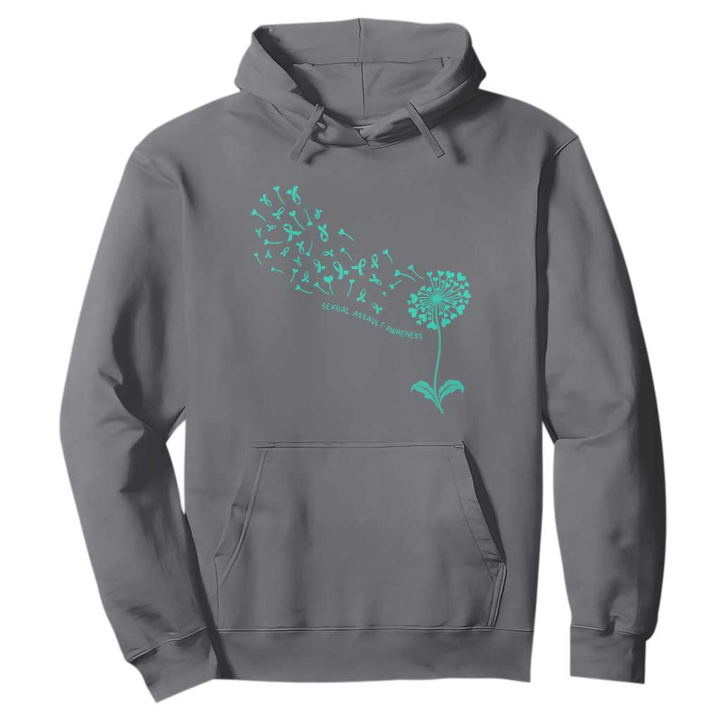 Sexual Assault Awareness Hoodie Teal Dandelion Ribbons TS14 Charcoal Print Your Wear