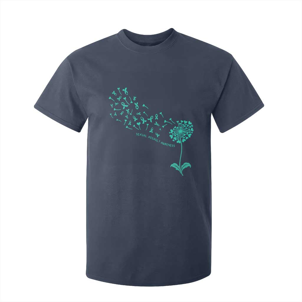 Sexual Assault Awareness T Shirt For Kid Teal Dandelion Ribbons TS14 Navy Print Your Wear