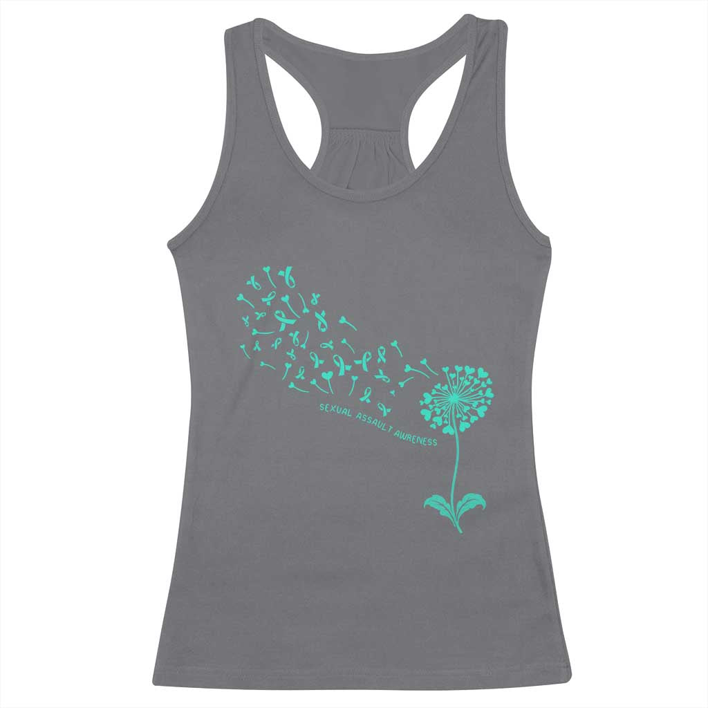 Sexual Assault Awareness Racerback Tank Top Teal Dandelion Ribbons TS14 Charcoal Print Your Wear
