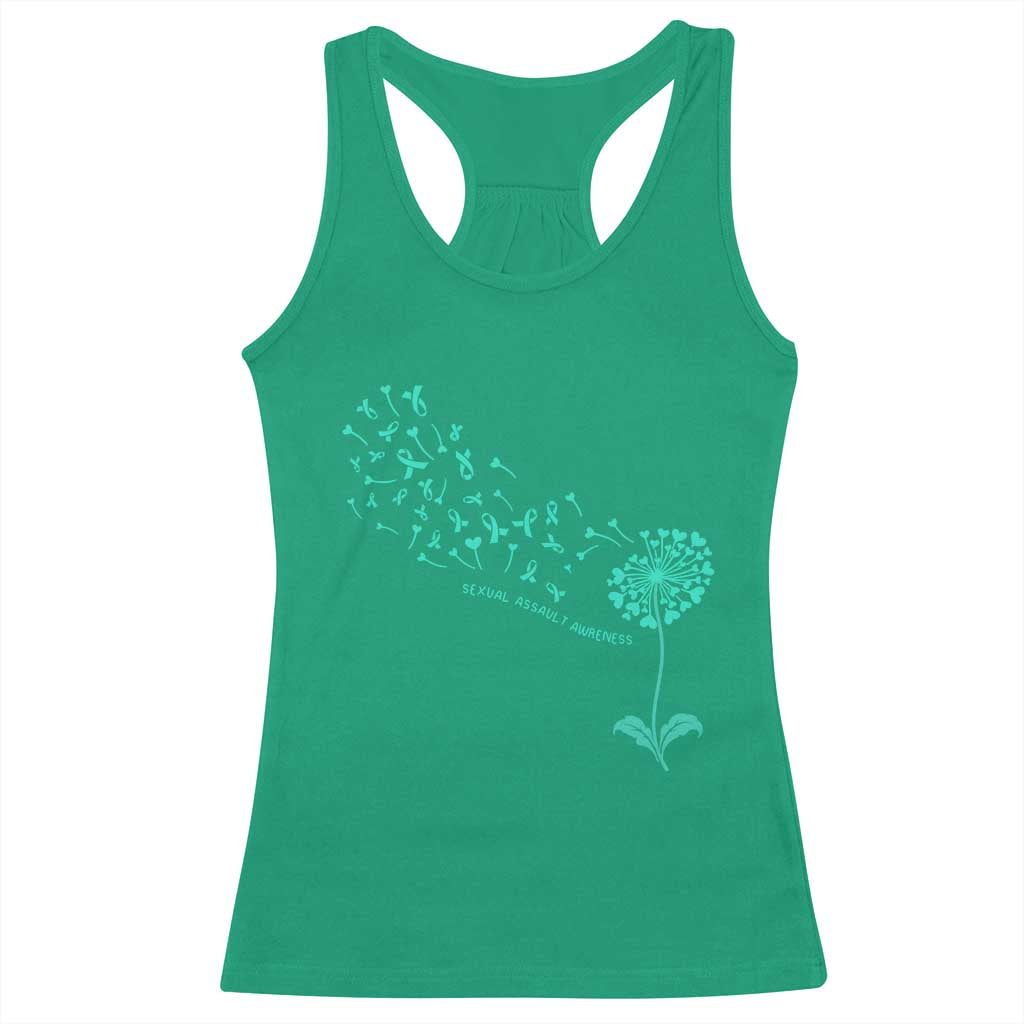 Sexual Assault Awareness Racerback Tank Top Teal Dandelion Ribbons TS14 Irish Green Print Your Wear