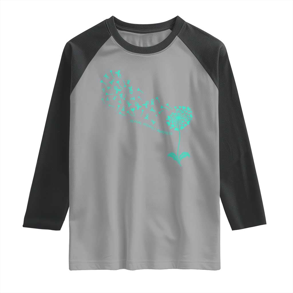 Sexual Assault Awareness Raglan Shirt Teal Dandelion Ribbons TS14 Sport Gray Black Print Your Wear