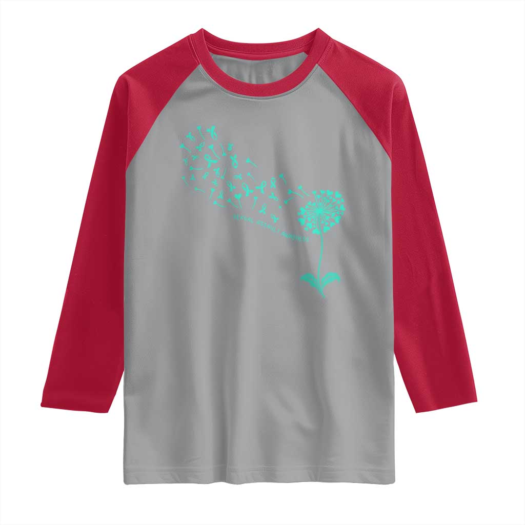 Sexual Assault Awareness Raglan Shirt Teal Dandelion Ribbons TS14 Sport Gray Red Print Your Wear