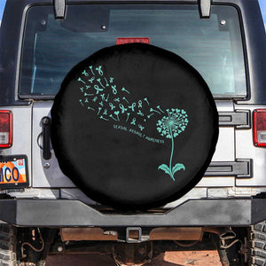 Sexual Assault Awareness Spare Tire Cover Teal Dandelion Ribbons TS14 No hole Black Print Your Wear