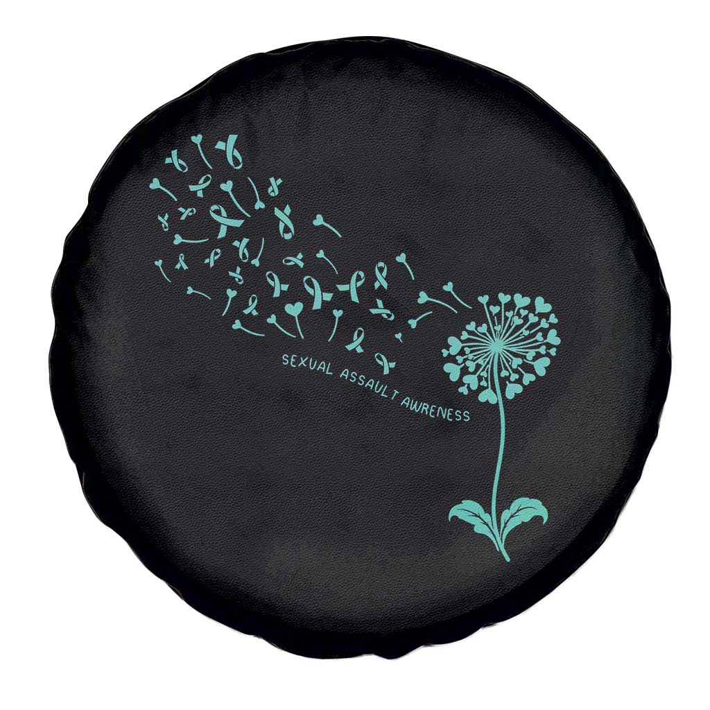Sexual Assault Awareness Spare Tire Cover Teal Dandelion Ribbons TS14 Print Your Wear